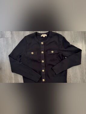 Michael Kors Black Gold-Button Sweater